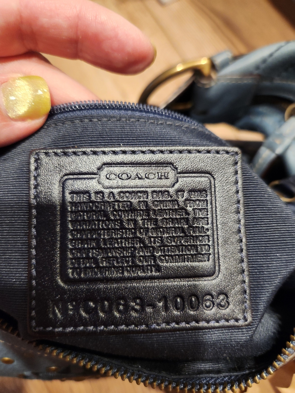 NWT Vintage 00s COACH Mia 10063 Studded Leather Hobo Bag Handbag Satchel Blue - Picture 6 of 9